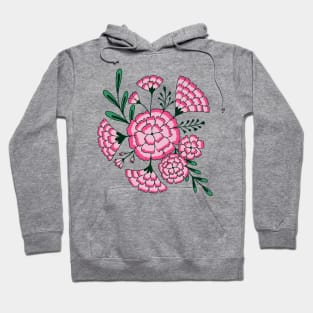 Vintage carnation flowers in green and pink Hoodie